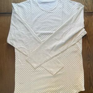 BYLT Basics White and Black Polka Dot Long Sleeve Tee